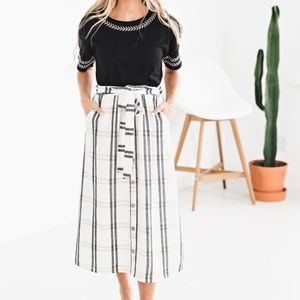 JessaKae boho T-shirt and plaid skirt